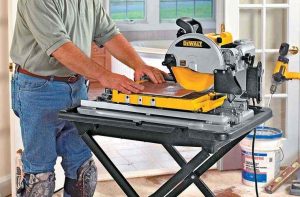 using a wet tile saw