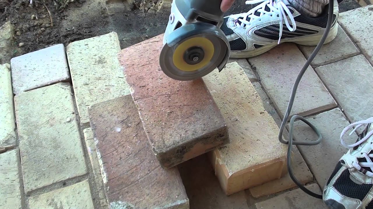 Cut bricks with angle grinder